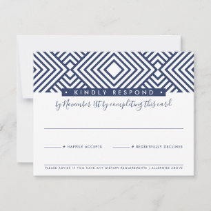RSVP RESPONSE CARD modern geo simple navy blue