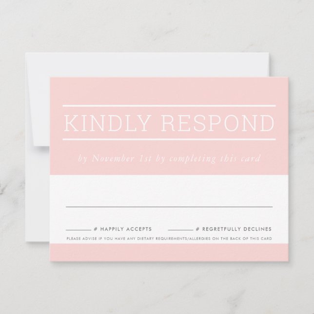 RSVP RESPONSE CARD modern type blush pink (Front)
