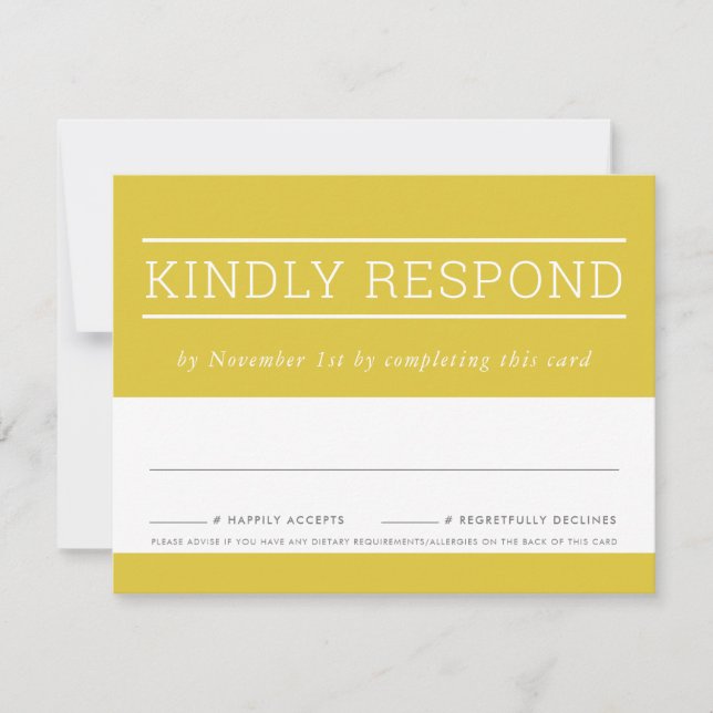 RSVP RESPONSE CARD modern type mustard yellow (Front)
