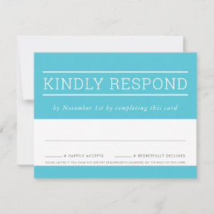 RSVP RESPONSE CARD modern type turquoise blue