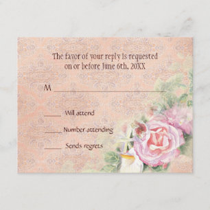 RSVP Response Card - Pastel Roses & Calla Lilies