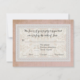 RSVP Response Card Rustic Lace Aged Vintage Linen