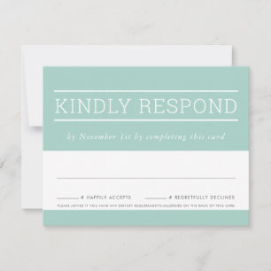 RSVP RESPONSE CARD simple modern type pastel mint