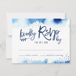 RSVP RESPONSE CARD stylish navy blue watercolor