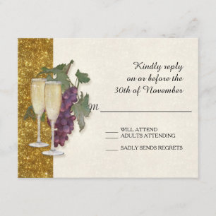 RSVP Response Card Wine Theme Champagne Modern