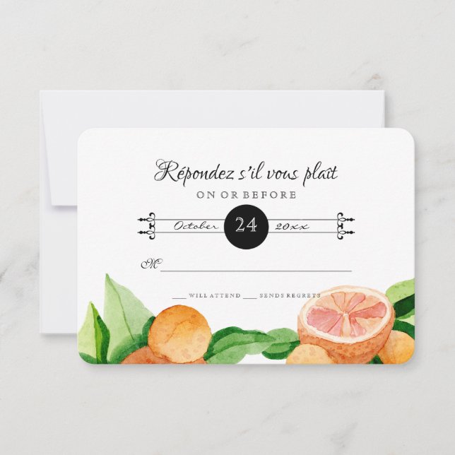 RSVP Response Citrus Orange Kumquat Lemon Simple (Front)