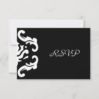 RSVP Response in Stylish Black & White Damask