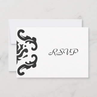 RSVP Response in Stylish Black & White Damask
