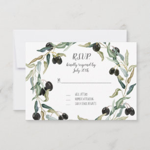 RSVP Response Olive Leaf Wreath Watercolor Artwork