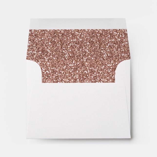 RSVP Response Rose Gold Glitter Inside A2 Envelope (Back (Bottom))