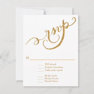RSVP Response Script Forever in Love Gold Glitter