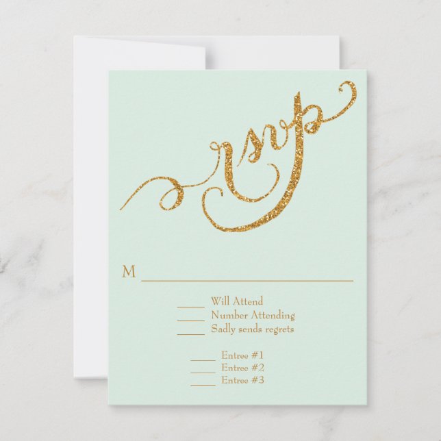RSVP Response Script Forever in Love Gold Glitter (Front)