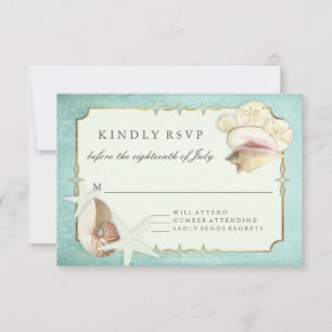 RSVP Response Summer Beach Shore Shells Wedding
