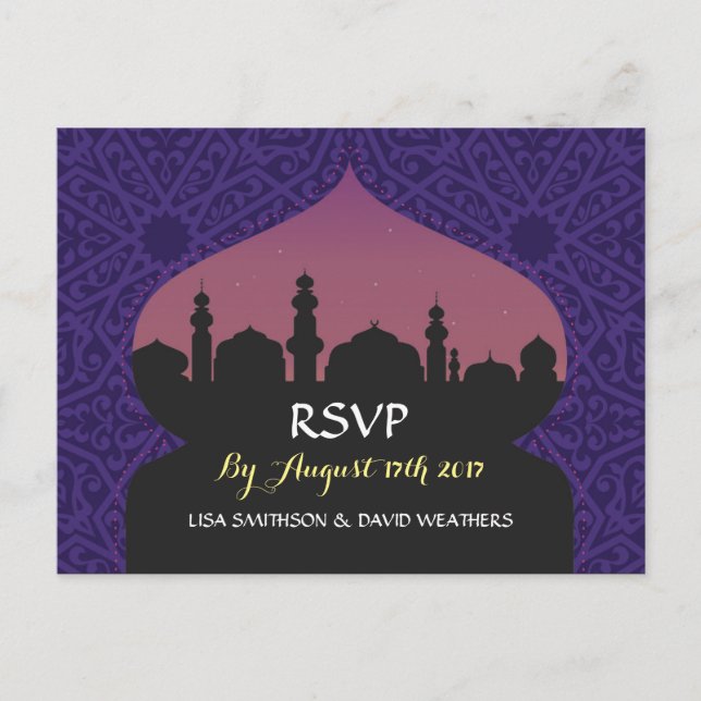 RSVP Response Wedding Postcard Arabian Nights (Front)