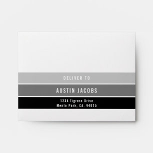 RSVP RETURN ADDRESS modern gradient black grey Envelope