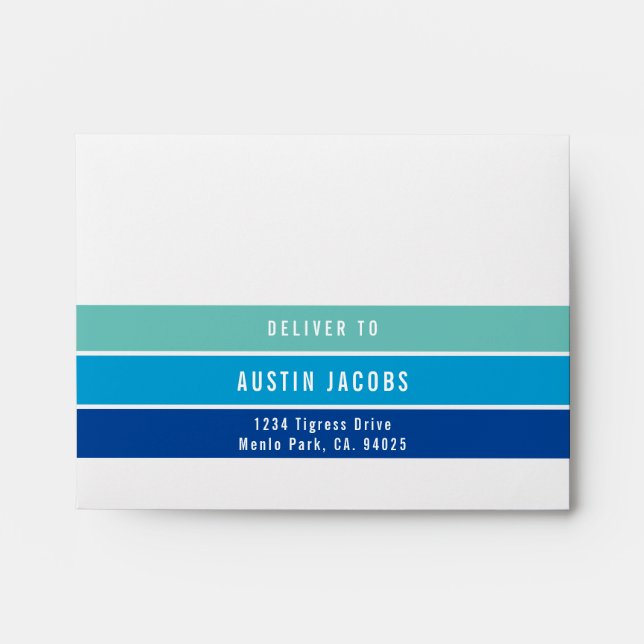 RSVP RETURN ADDRESS modern gradient blue green Envelope (Front)