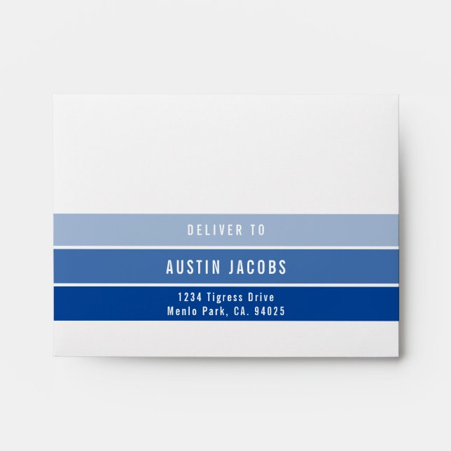 RSVP RETURN ADDRESS modern gradient royal blue Envelope (Front)