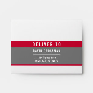 RSVP RETURN ADDRESS modern sporty bold red grey Envelope