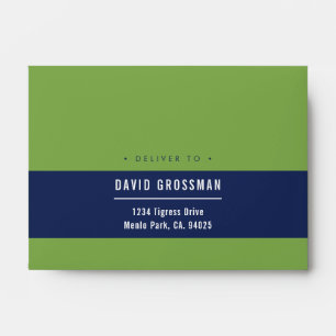RSVP RETURN ADDRESS modern sporty navy green Envelope