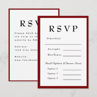 RSVP Romantique Rouge et Intemporel pour Mariage
