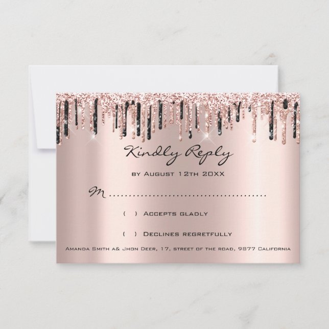 RSVP Rose Drips Glitter Bridal Shower Wedding (Front)