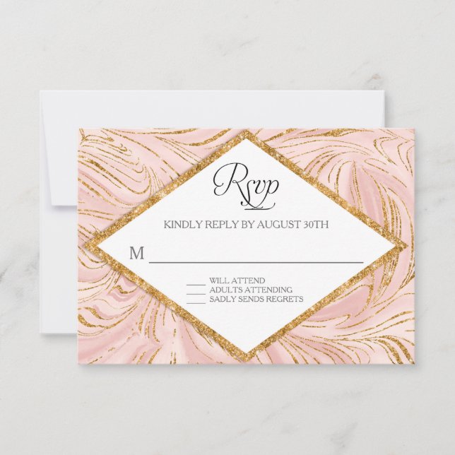 RSVP Rose Gold Faux Glitter Marble Blush Paper (Front)