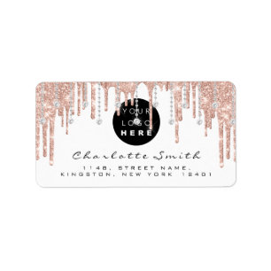 RSVP Rose Sparkly Glitter Drips Diamond Logo Label