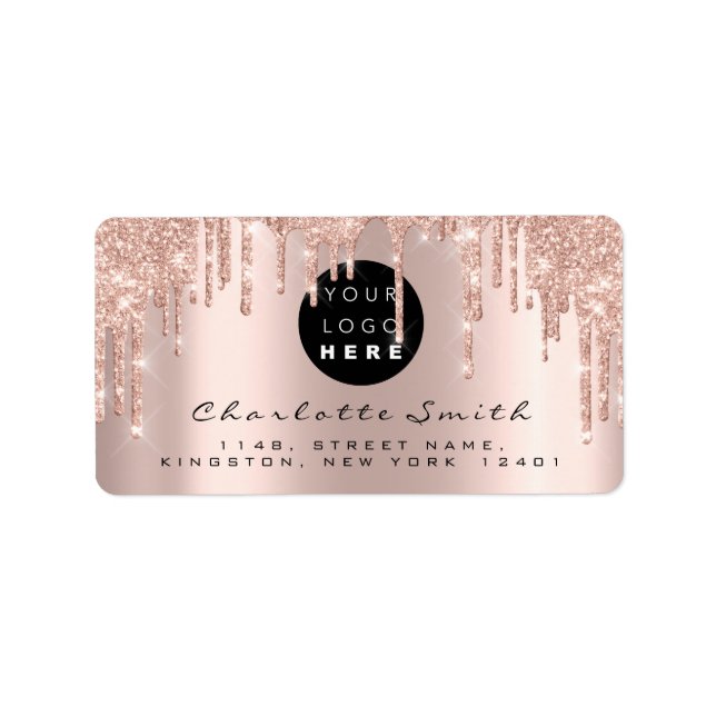 RSVP Rose Sparkly Glitter Makeup Custom Logo Label (Front)