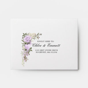 RSVP - Rose violet rustique Enveloppe d'adresse fl