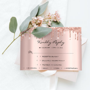 RSVP Rose Weddin Glitter Bridal Shower Black Drips