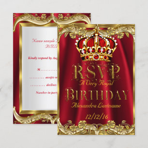 RSVP Royal Red Birthday party Gold Crown 