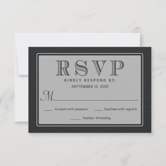 RSVP Rustic Black Burlap Wedding Reply (Front)