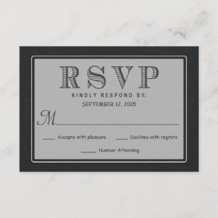 RSVP Rustic Black Burlap Wedding Reply Card