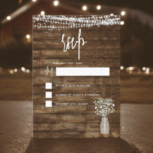 RSVP Rustic Farmhouse String Lights Country Invitation