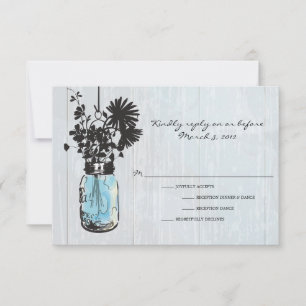 RSVP Rustic Hanging Mason Jar Wedding Card