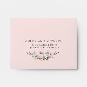 RSVP - Rustic Pink Rose Floral Address Envelope