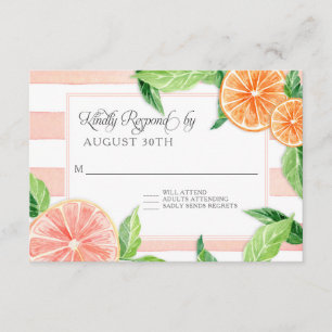 RSVP Rustic Striped Citrus Pink Grapefruit Oranges Card
