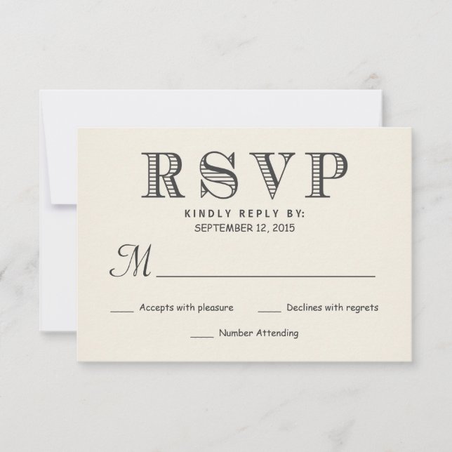 RSVP Rustic Typography Ivory White Wedding Reply (Front)