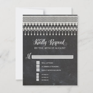 RSVP Rustic Vintage Lace Chalk Script Typography Card