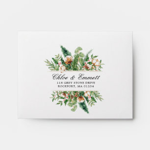 RSVP Rustic Winter Botanical Floral Address Envel Envelope
