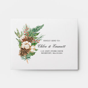 RSVP Rustic Winter Botanical Floral Address Envelope