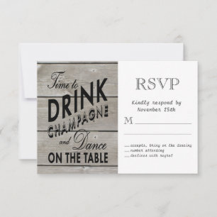 RSVP rustique temps pour boire du champagne