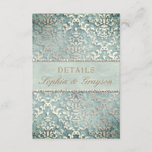 RSVP Sage Green Glimmer Damask Wedding Enclosure Invitation