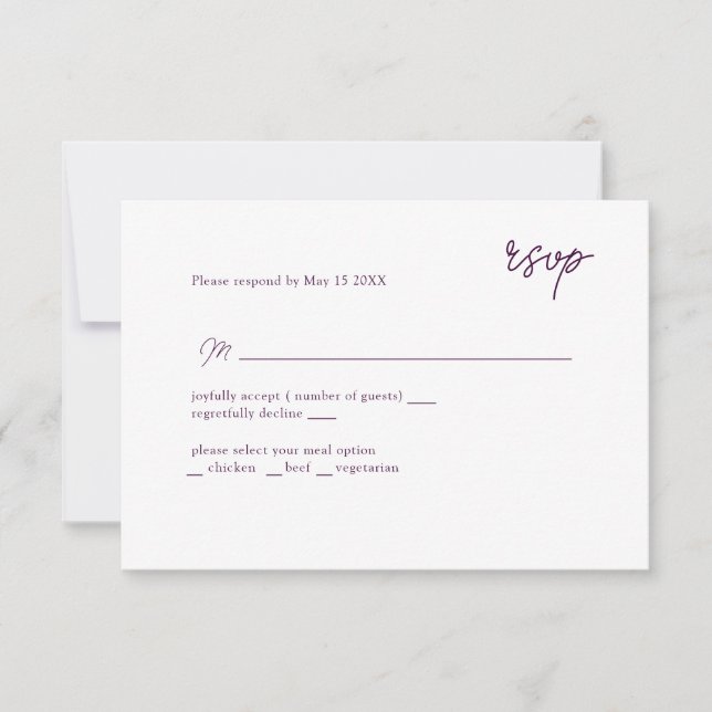 RSVP script MInimally violet (Devant)