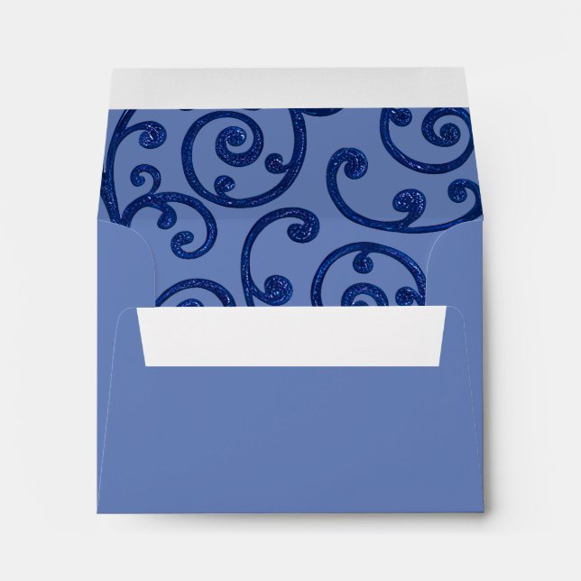 RSVP Scroll Pattern Blue Envelope (Back (Bottom))