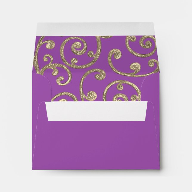 RSVP Scroll Pattern Gold Envelope (Back (Bottom))