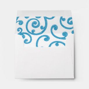 RSVP Scroll Pattern Turquoise Envelopes