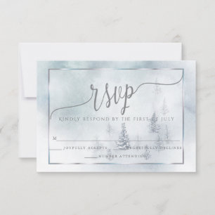 RSVP     Silver Blue Winter Wonderland Card