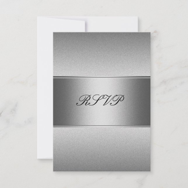 RSVP Silver Grey Metal Black 21st Birthday Card (Front)