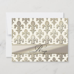 RSVP Silver Wedding Anniversary, Fleur de Lis Card